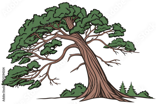 Majestic redwood tree vector illustration scalable nature artwork icon for design