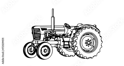 Illustration of a vintage tractor, a symbol of agricultural heritage and rural life