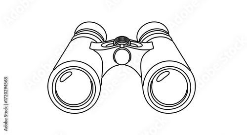 Binoculars outline drawing, optical instrument for viewing distant objects