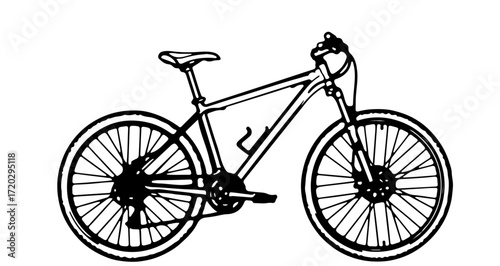 Mountain bike illustration, a detailed line drawing of a bicycle for outdoor adventures