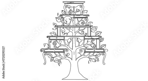 Elaborate cake stand in the shape of a tree, perfect for weddings and celebrations