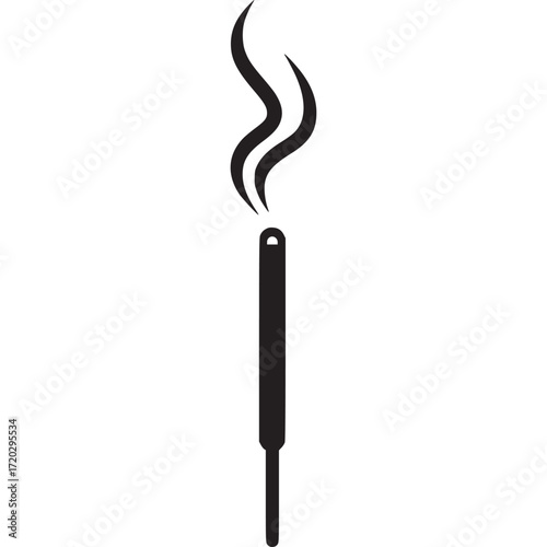 Incense stick with smoke isolated on white background, a fragrant offering for meditation, relaxation, or spiritual practice, creating a calming ambiance