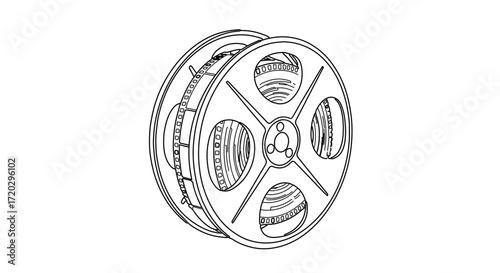 Illustration of a film reel used in the motion picture industry for cinema