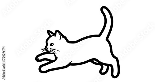 Illustration of a playful cat, showcasing feline agility and a sense of carefree movement