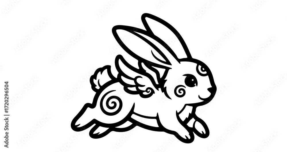 Obraz premium Cute winged rabbit illustration, a whimsical and playful design for children