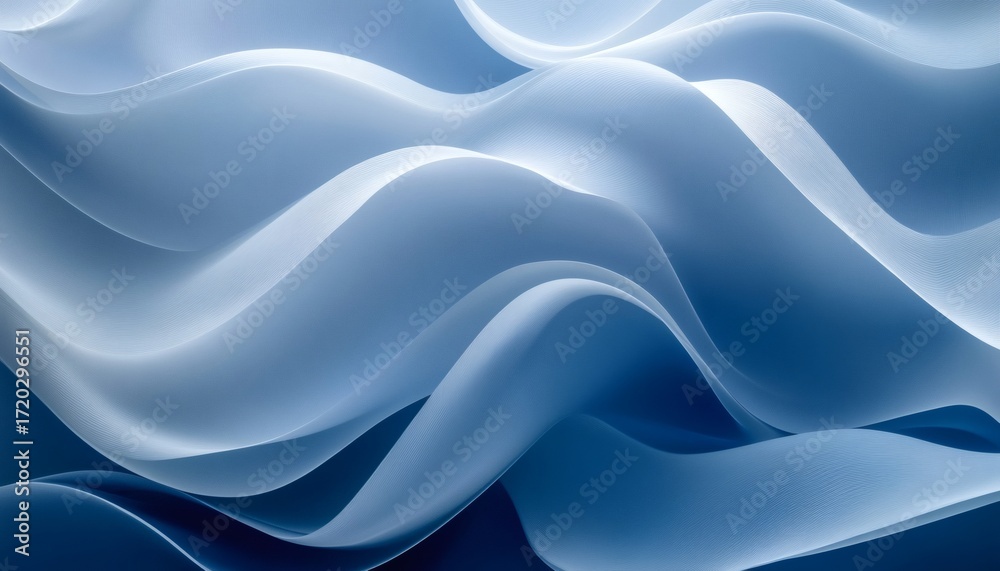 Obraz premium The image shows an abstract design with multiple shades of blue and cyan creating a wave-like pattern.