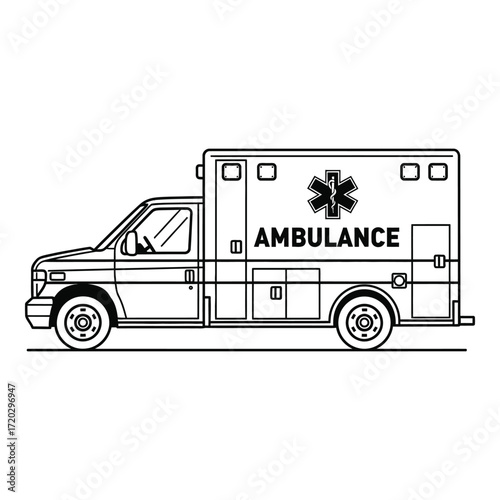 Vector art of an ambulance car for medical emergencies, isolated on white background