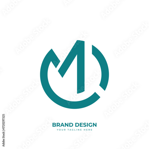 Letter Cm or Mc minimal circle shape unique monogram logo