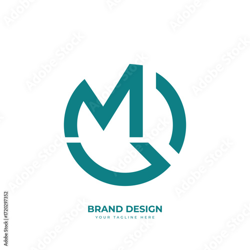 Letter Mg or Gm minimal circle shape abstract monogram logo
