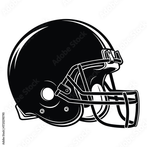 Vector art of a black and white football helmet isolated on white background