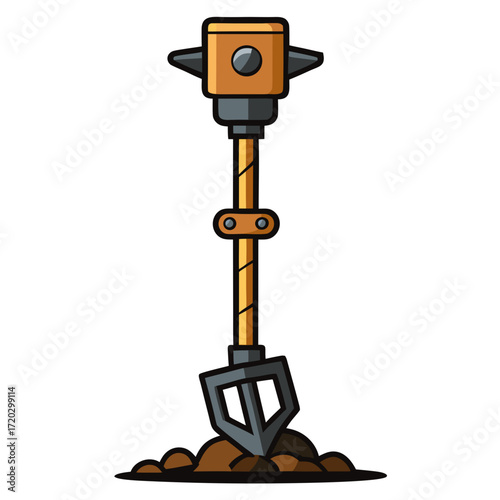Soil Auger Vector Illustration | Manual & Mechanical Ground Sampling Tool Icon