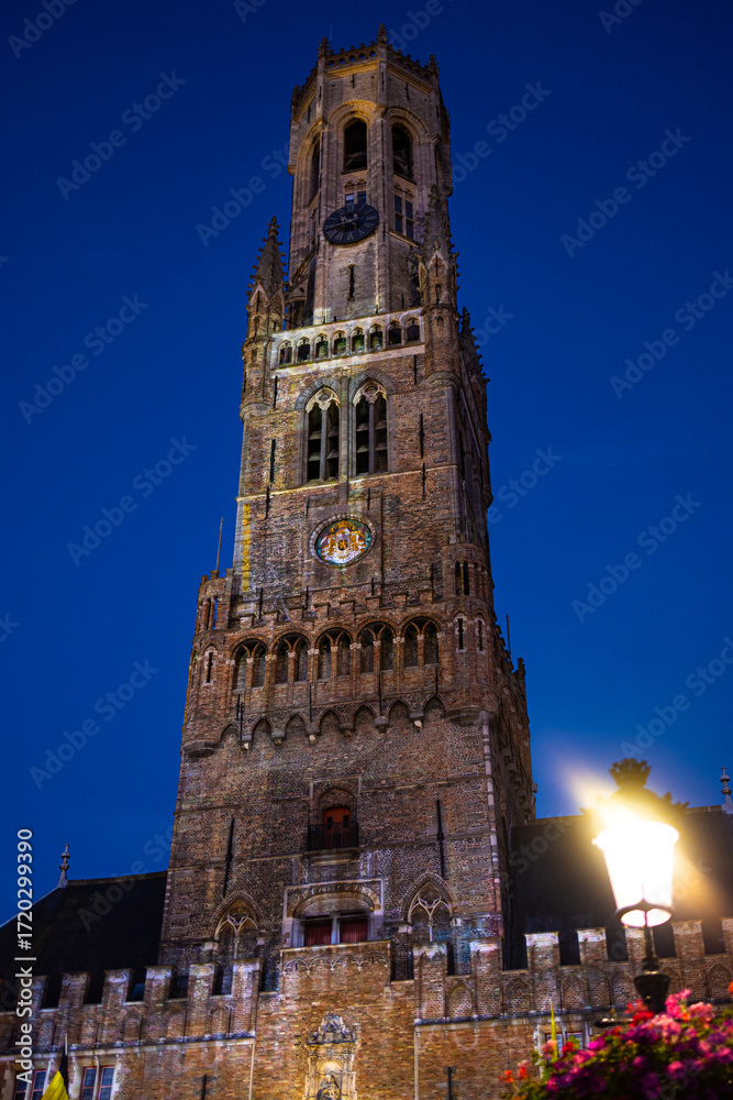 Fototapeta premium the historic belgian city of bruges in the evening