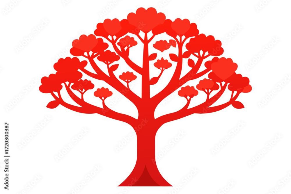 Obraz premium Vibrant red coral tree blossoms vector illustration realistic detailed scalable art