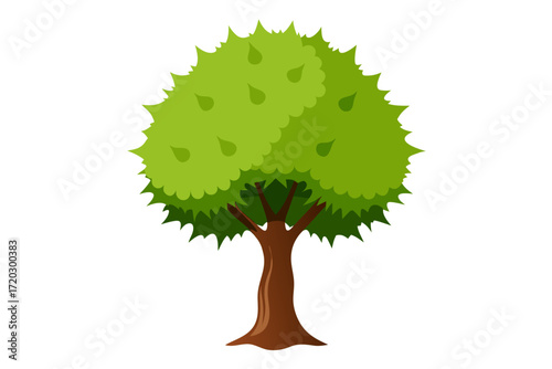 Vector chestnut tree illustration with spiky fruits and dense green canopy scalable eps icon