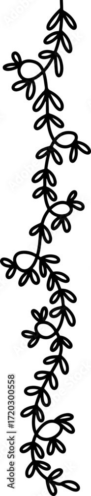 Naklejka premium Vertical vine border botanical drawing