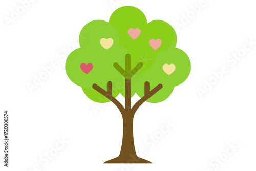 Vector illustration of a linden tree with heart shaped leaves and small blossoms scalable eps icon