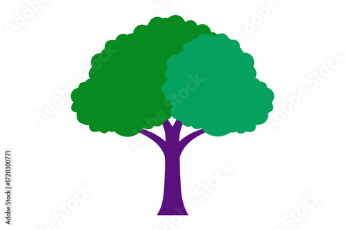 Scalable dual color green canopy realistic tree vector illustration for design projects