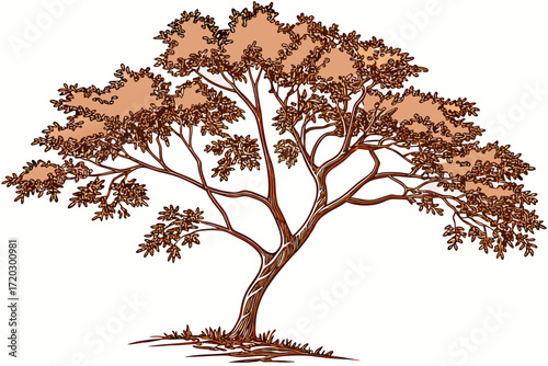 Realistic copper leaf tree vector illustration scalable organic nature design eps icon