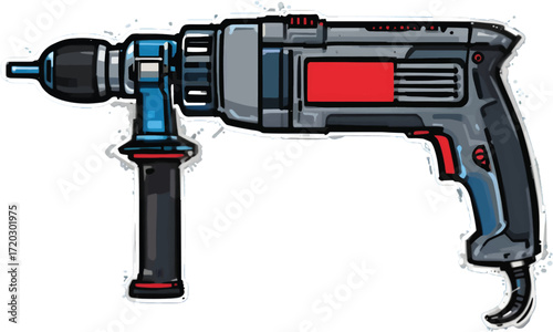 electric drill isolated on white background vector illudtration