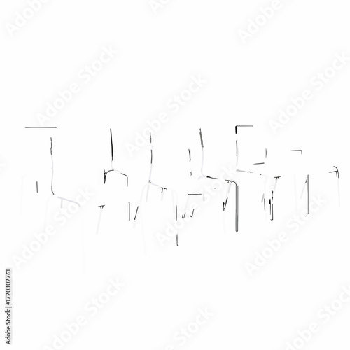 Empty chairs arranged in a modern, minimalist setting, suggesting anticipation or absence.