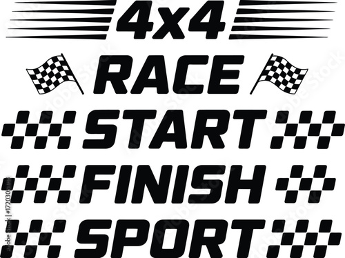 Race Car Design 4x4 Start Finish Sport Graphic