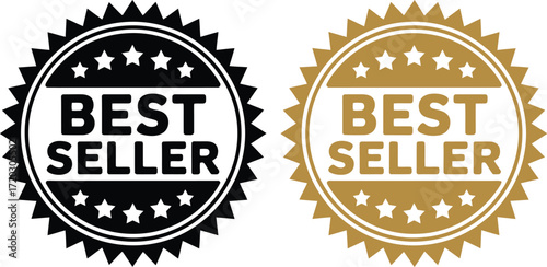 Best Seller Badge Set Two Vector Illustrations for Product Promotion