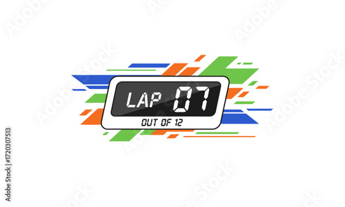 Colorful Racing Lap Counter Lap 07 Out of 12 Graphic.