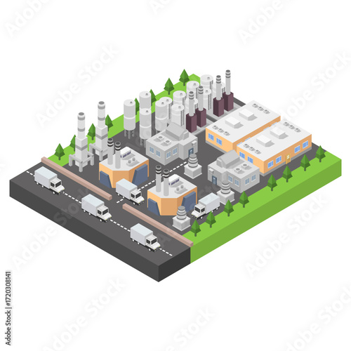 Factory Manufacturer with storage tanks isometric