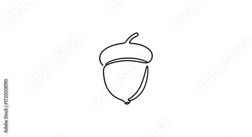 Minimalist Acorn One Line Botanical Illustration Simple acorn line drawing. Great for autumn designs, woodland themes, eco branding, and minimalist nature artwork