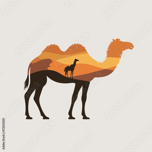 Desert Landscape Inside a Camel Silhouette