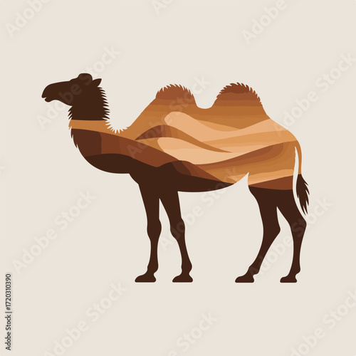 Desert Landscape Inside a Camel Silhouette