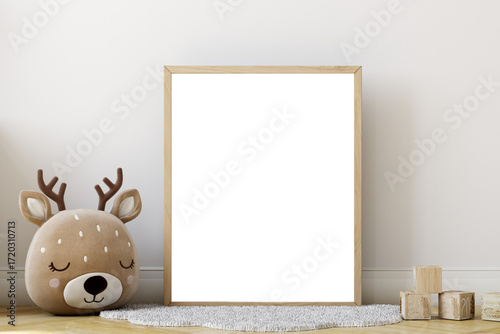 Boho baby room mockup frame, 3D render	
