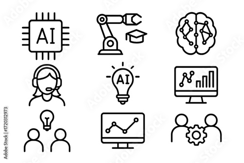 Exploring the role of artificial intelligence in technology through icons and symbols