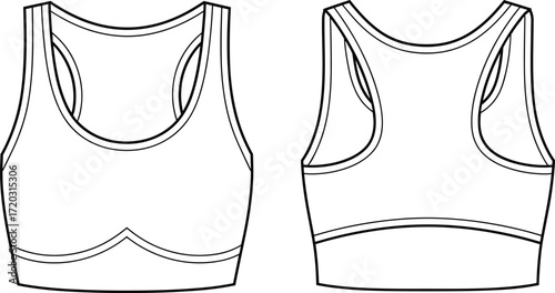 Front and back view of a white sports bra with underwire support, racerback design, seamless activewear, fitness apparel, gym wear, breathable workout clothing, athletic top
