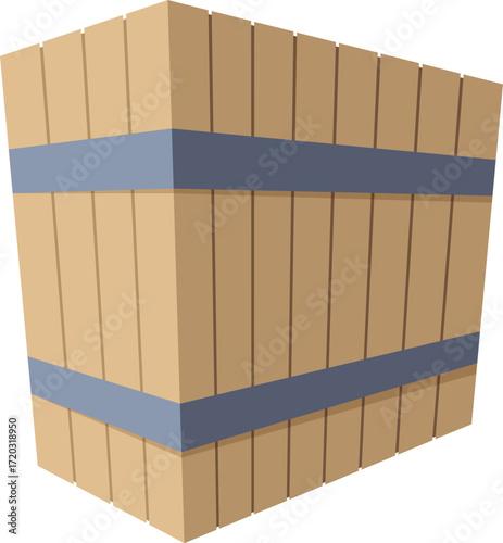 Wood container. Cartoon warehouse with wooden boxes crates pallets containers for delivery goods, market shipment distribution packaging.