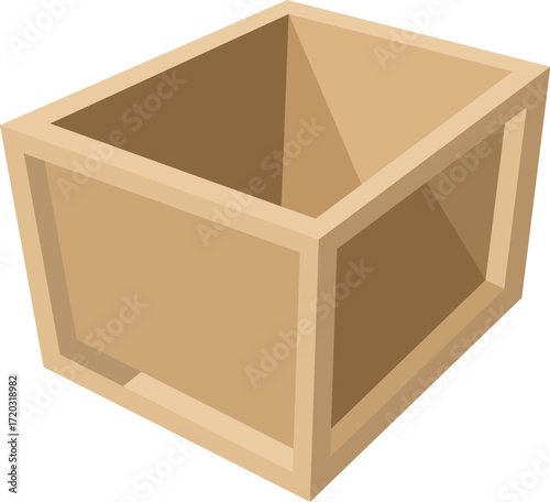 Wood container. Cartoon warehouse with wooden boxes crates pallets containers for delivery goods, market shipment distribution packaging.