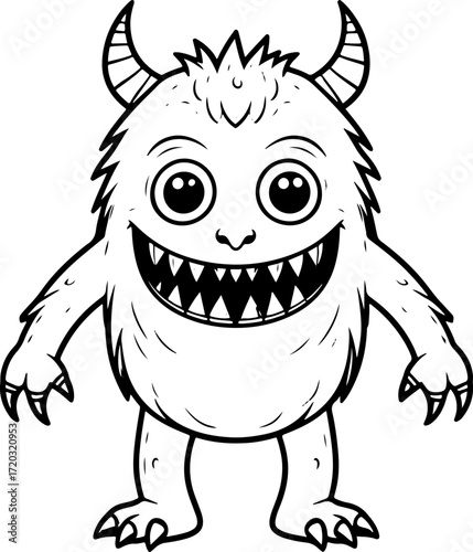 Black block line art of a wasp monster with bold outlines, simple details, and solid vector style