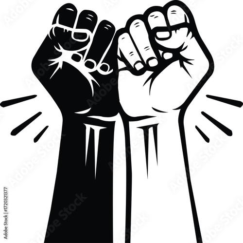 Two powerful fists raised in unity symbolizing strength solidarity resistance and hope