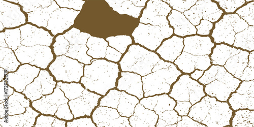 Dry, cracked earth texture from a parched desert landscape shows a natural pattern of drought-ridden soil