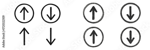 Directional symbols indicate movement and navigation in various contexts and designs for graphics