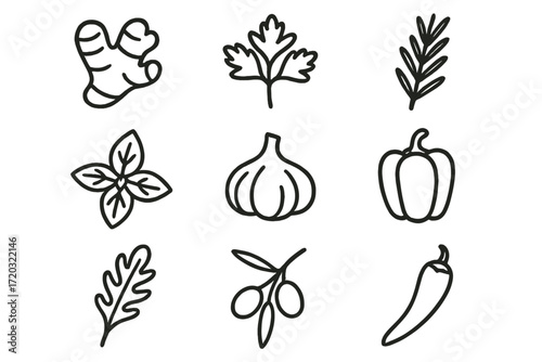 Variety of fresh herbs and spices arranged in a grid for cooking inspiration and recipe ideas