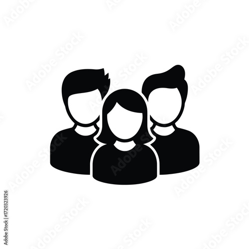 Group of faceless people black and white illustration for teamwork and collaboration concepts