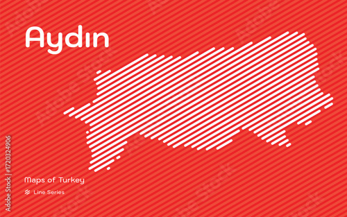 Aydin province map with red diagonal line pattern vector
