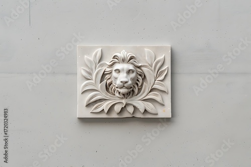 Framed lion face design on stone high resolution picture