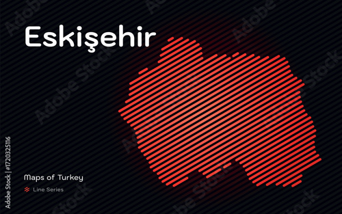 Eskisehir province map with red diagonal line pattern vector