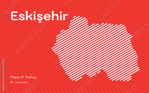 Eskisehir province map with red diagonal line pattern vector