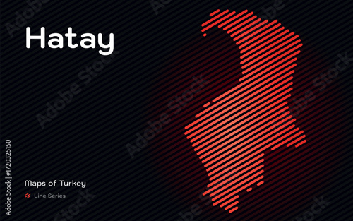 Hatay province map with red diagonal line pattern vector