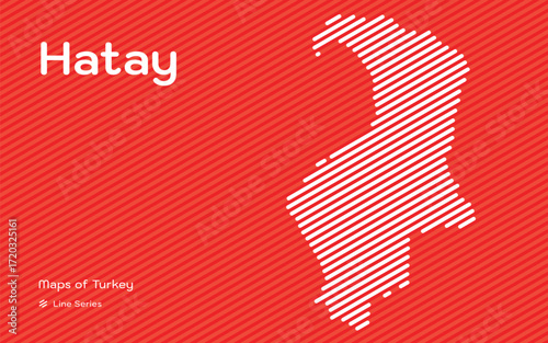 Hatay province map with red diagonal line pattern vector