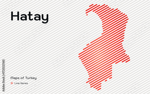 Hatay province map with red diagonal line pattern vector