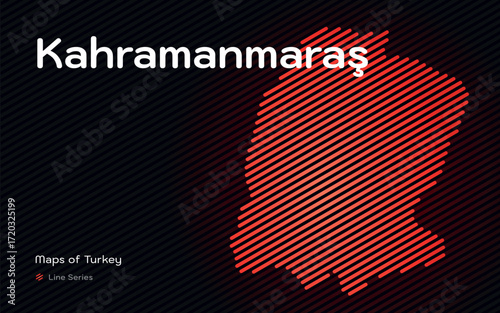 Kahramanmaras province map with red diagonal line pattern vector